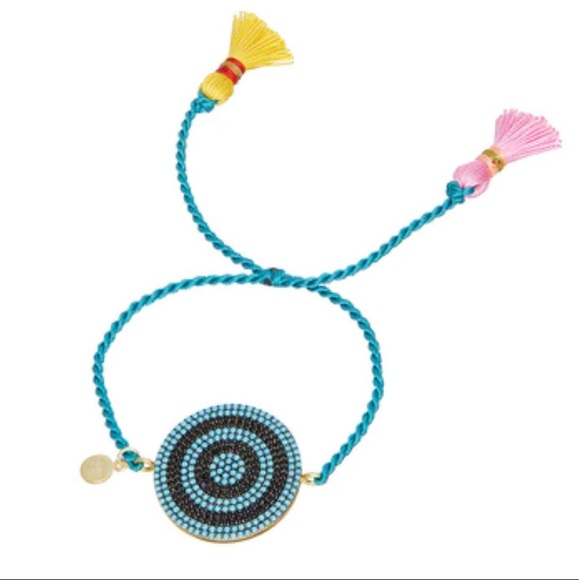 Sterling Micro Pave Stone Cotton Silk Tassel Tie Bracelet - Picture 3 of 3